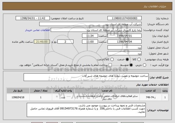 استعلام ساخت حوضچه و تقویت دیواره های حوضچه های شیر آلات
