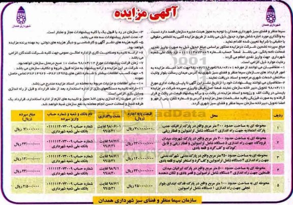 آگهی مزایده , مزایده واگذاری اجاره محوطه ای به مساحت حدود 300 مترمربع....