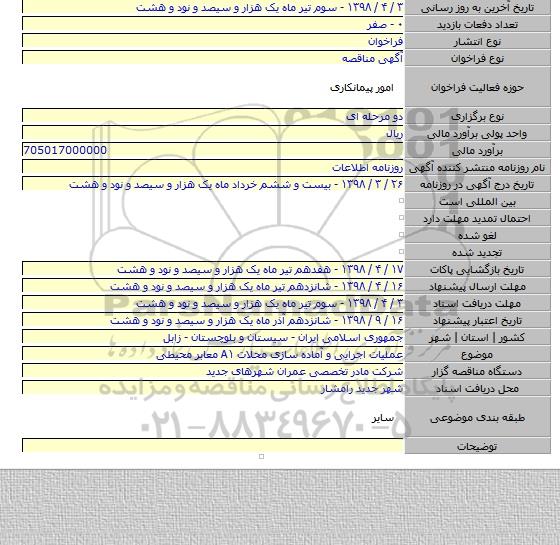 عملیات اجرایی و آماده سازی محلات A۱ معابر محیطی