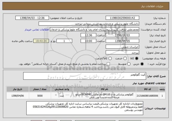 استعلام کیت گلوکومتر