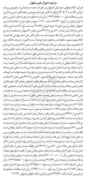 مزایده مزایده فروش 22.843 حبه مشاع از 72 ملکی