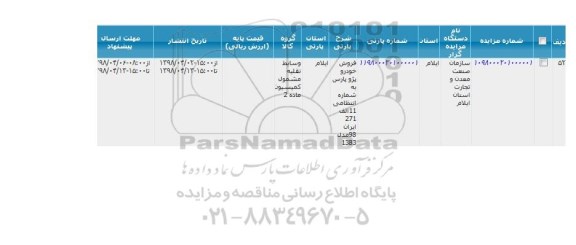 مزایده ،مزایده فروش خودرو پژو پارس