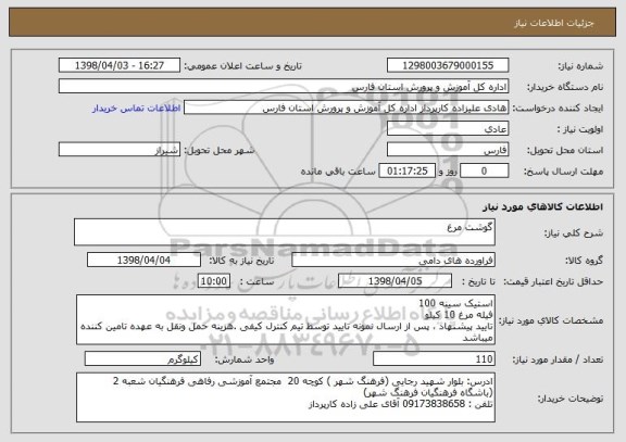 استعلام گوشت مرغ