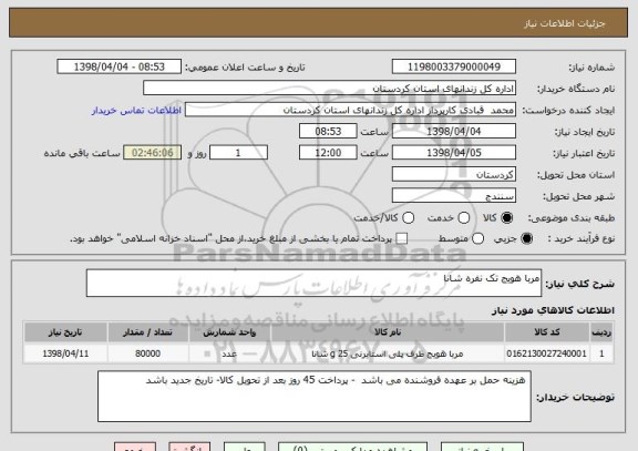 استعلام مربا هویج تک نفره شانا