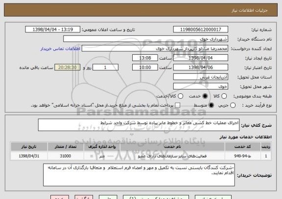 استعلام اجرای عملیات خط کشی معابر و خطوط عابر پیاده توسط شرکت واجد شرایط  