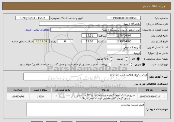 استعلام کیک نیکو(کدکالامشابه میباشد))