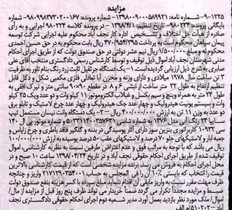 مزایده, مزایده یک دستگاه جرثقیل ثابت ... 