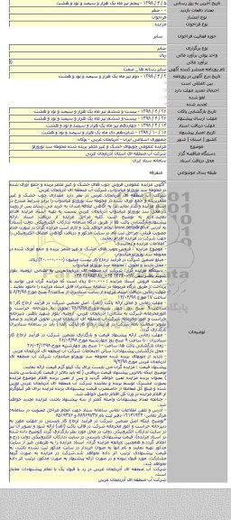 مزایده عمومی چوبهای خشک و غیر مثمر بریده شده محوطه سد نوروزلو