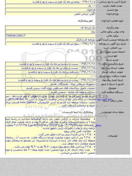 عملیات تکمیل ساختمان های مسکونی پروژه گلدن سیتی قشم