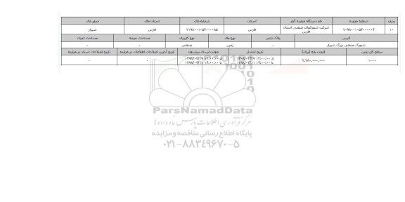 مزایده,مزایده   زمین صنعتی