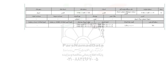 مزایده,مزایده زمین خدماتی 