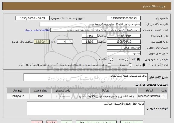استعلام چای شاهسوند کلکته زرین طلایی 