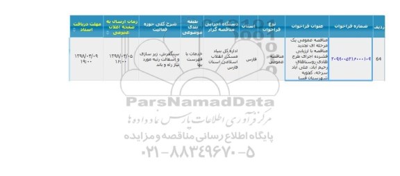 تجدید مناقصه, تجدید مناقصه اجرای طرح هادی روستا