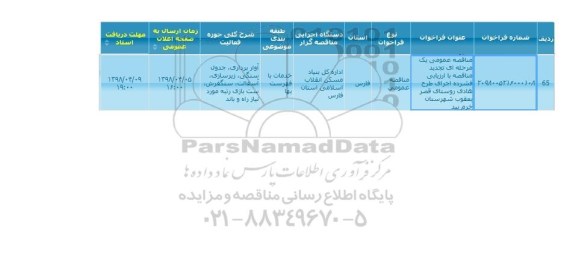 تجدید مناقصه, تجدید مناقصه اجرای طرح هادی روستا