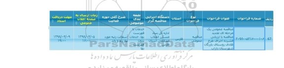تجدید مناقصه, تجدید مناقصه اجرای طرح هادی روستا