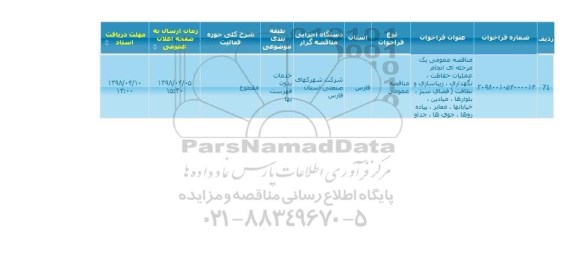 مناقصه انجام عملیات حفاظت، نگهداری، زیباسازی و نظافت ...