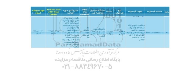 مناقصه واگذاری مدیریتی و تامین نیروی انسانی