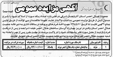 مزایده, مزایده اجاره املاک - نوبت دوم 