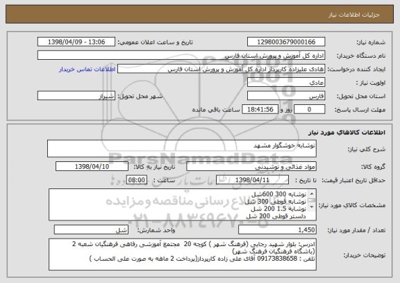 استعلام نوشابه خوشگوار مشهد 