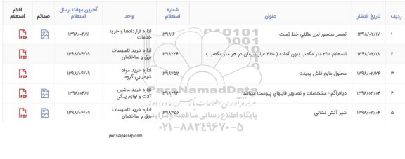 استعلام,استعلام تعمیر سنسور لیزر مثلثی خط تست