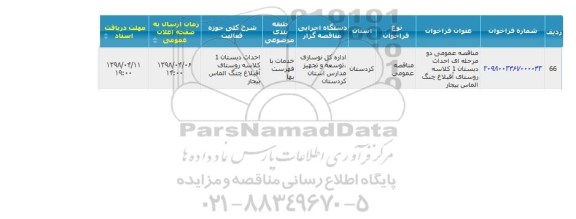مناقصه,مناقصه عمومی دومرحله ای احداث دبستان