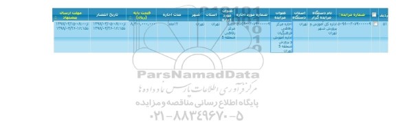 مزایده اجاره مرکز رفاهی فرهنگیان