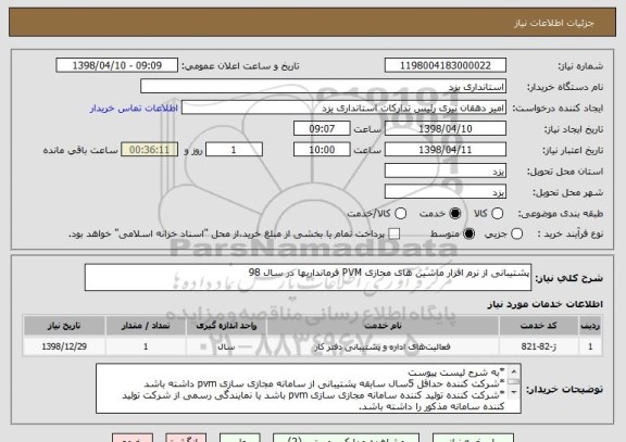 استعلام پشتیبانی از نرم افزار ماشین های مجازی PVM فرمانداریها در سال 98