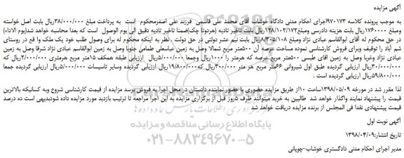 مزایده، مزایده فروش ملک 
