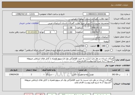 استعلام گمرکات استان در نظر دارد نسبت به خرید اقلام(کی وی ام سویچ همراه با کابل های ارتباطی مربوطه *کنسول*) به شرح فرم پیوست اقدام نماید