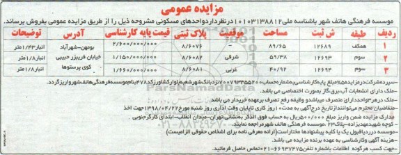  مزایده مزایده فروش واحدهای مسکونی 