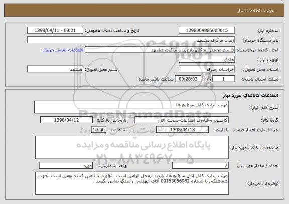 استعلام مرتب سازی کابل سوئیچ ها