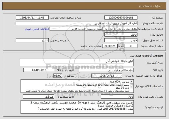 استعلام فراورده های گوشتی آمل