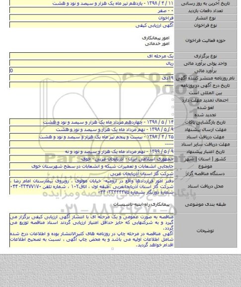 جابجایی انشعابات و تعمیرات شبکه و انشعابات در سطح شهرستان خوی