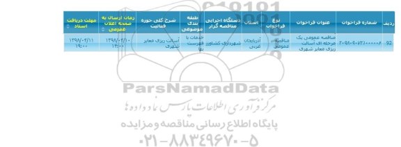 مناقصه, مناقصه عمومی آسفالت ریزی معابر شهری 
