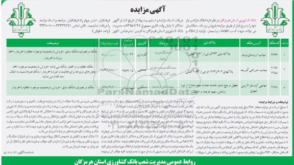 آگهی مزایده مزایده فروش املاک مازاد کاربری گاوداری و صنعتی