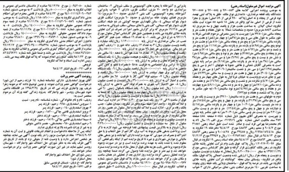 مزایده, مزایده ششدانگ یک قطعه مرغداری ...