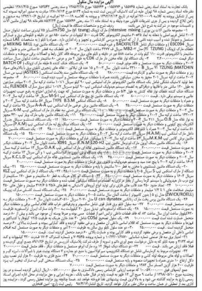 مزایده دستگاه ماشین نورد