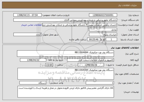 استعلام دستگاه روتر بورد میکروتیک RB1100AHX4
