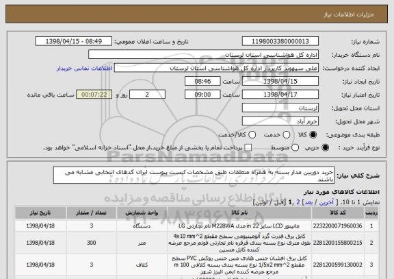استعلام خرید دوربین مدار بسته به همراه متعلقات طبق مشخصات لیست پیوست ایران کدهای انتخابی مشابه می باشند 