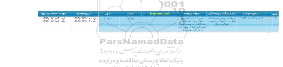 مناقصه, مناقصه تامین 15 دستگاه چرخ برقی حمل بار 
