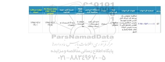مناقصه  اجرای کابل کشی فشار متوسط زمینی