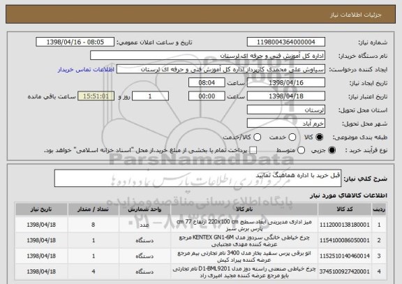 استعلام قبل خرید با اداره هماهنگ نمایید