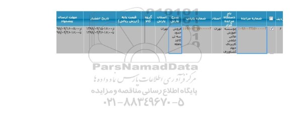 مزایده, مزایده  فروش حدود سه تن کاغذ باطله