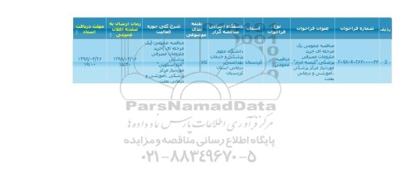 مناقصه کیسه ادار