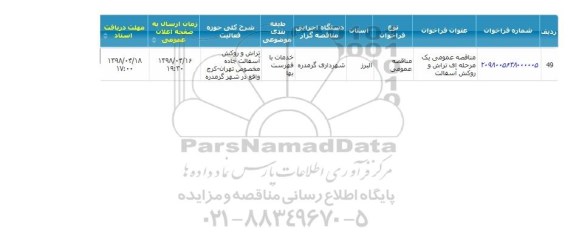 مناقصه تراش و روکش آسفالت 