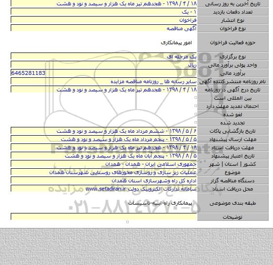 عملیات زیر سازی و روسازی محورهای روستایی شهرستان همدان