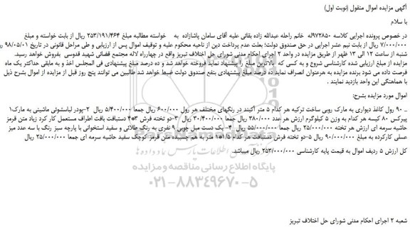 مزایده، مزایده فروش 90 رول کاغذ دیواری و...
