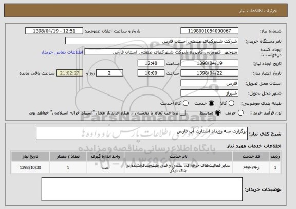 استعلام برگزاری سه رویداد استارت آپ فارس