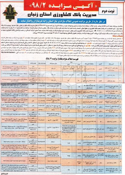 آگهی مزایده مزایده واگذاری املاک مازاد نوبت دوم
