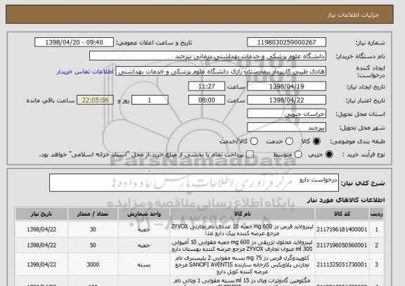 استعلام درخواست دارو
